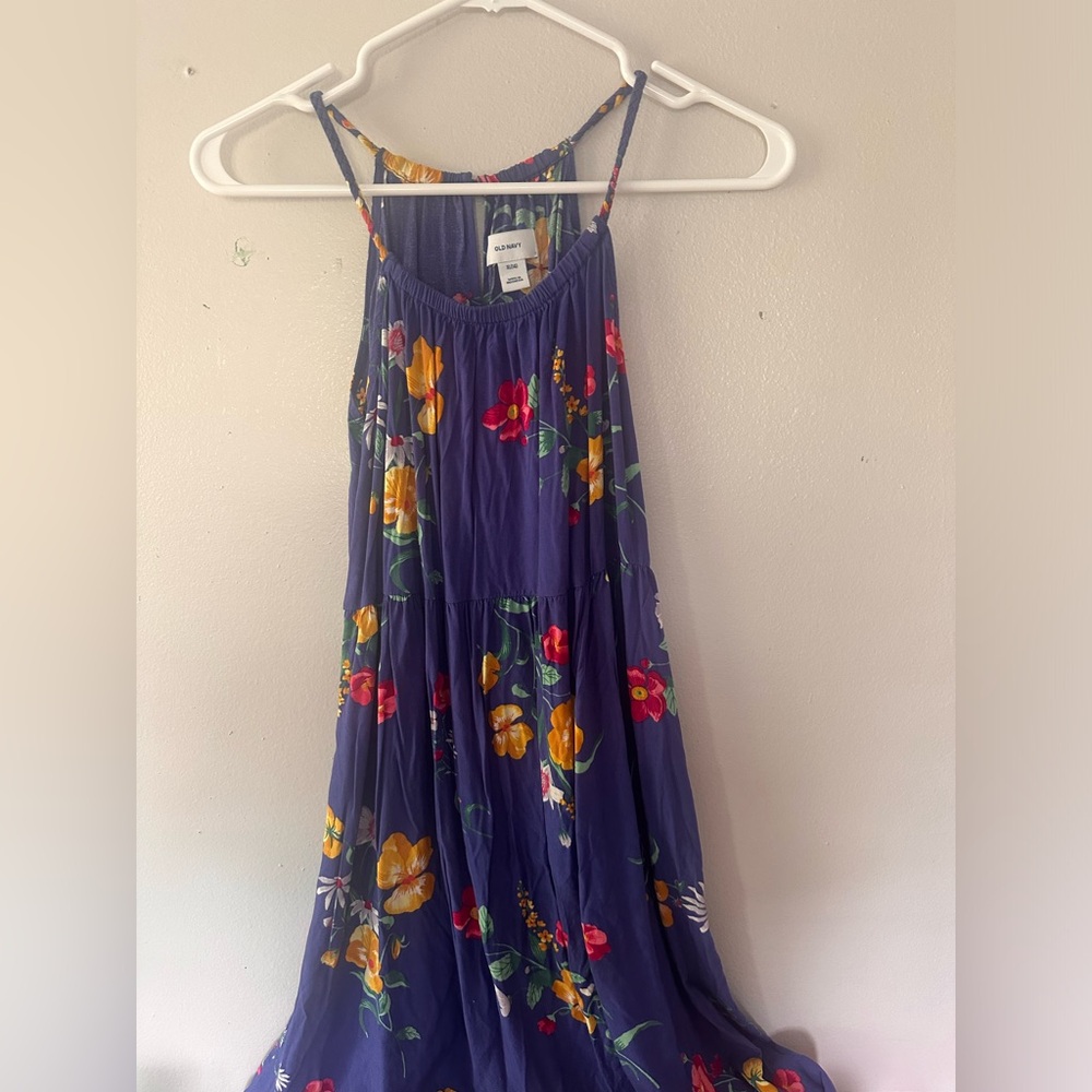Blue floral casual dress